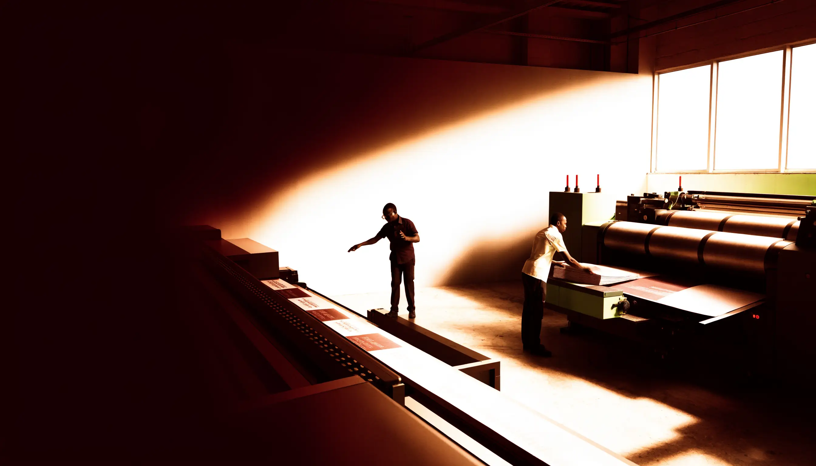 Print operators coordinating a production run